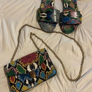 Vibrant Multicolor Snake Print Crossbody Bag